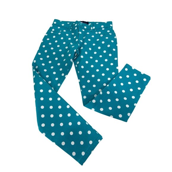 Children’s Place Girls Pants 6X/7 Turquoise White Polkadots Jeggings Jean Style - Picture 6 of 16